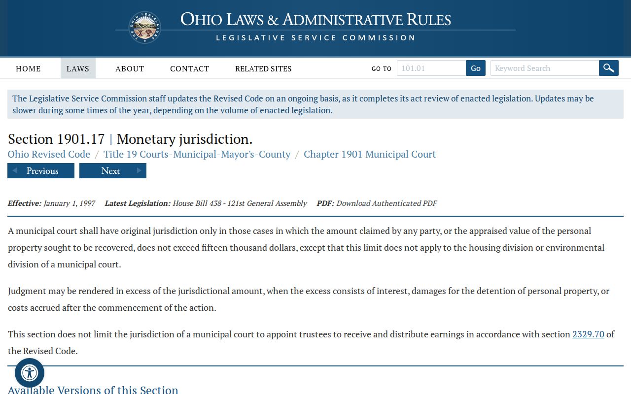 Geauga County civil docket municipal jurisdiction source from Ohio law