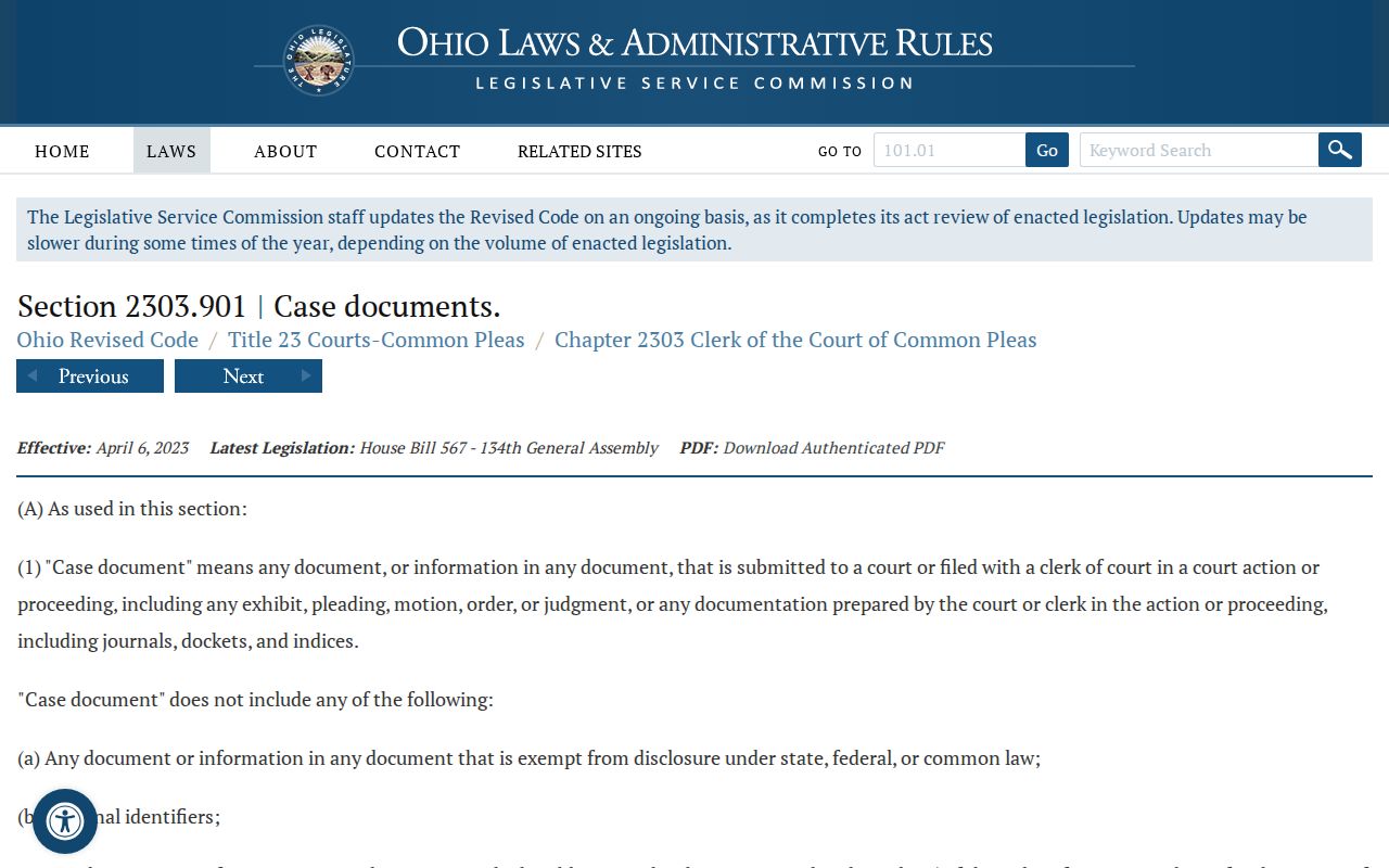 Geauga County civil docket case-document definition source from Ohio law