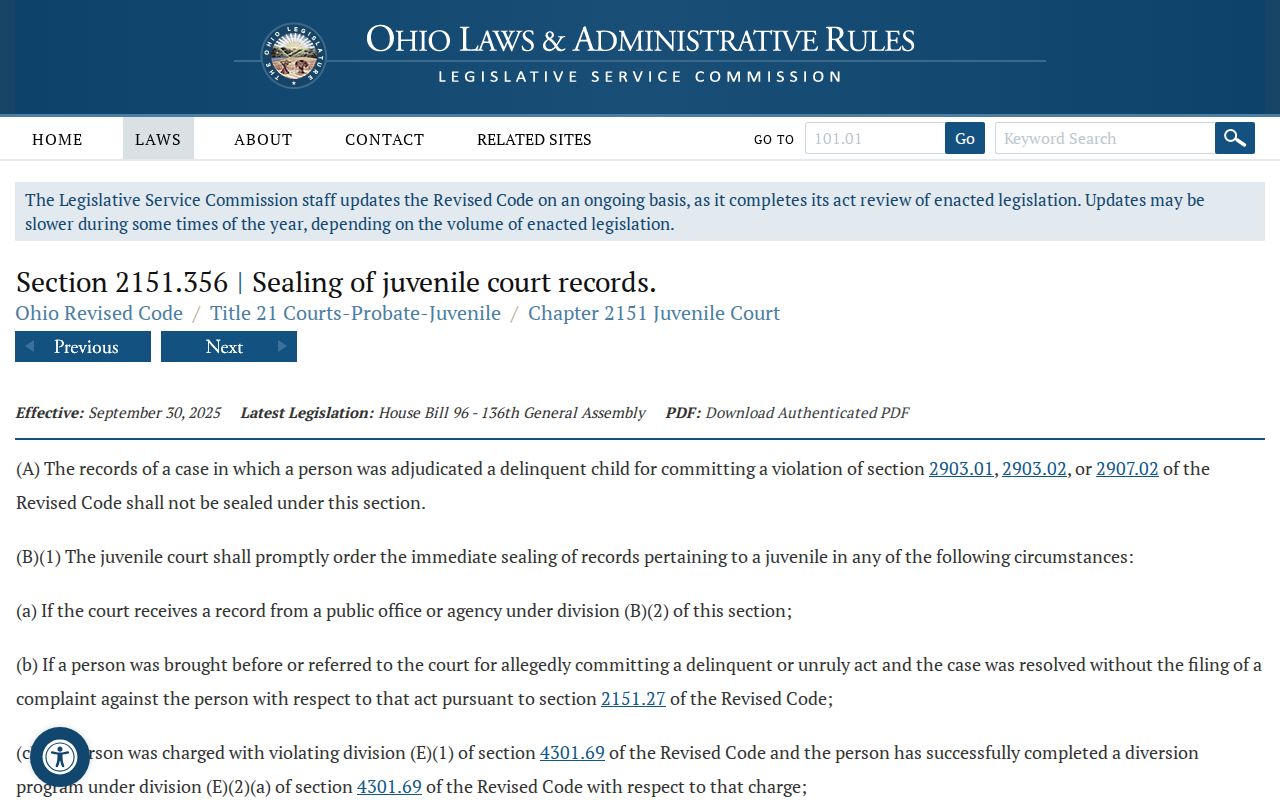 Geauga County court records juvenile sealing statute
