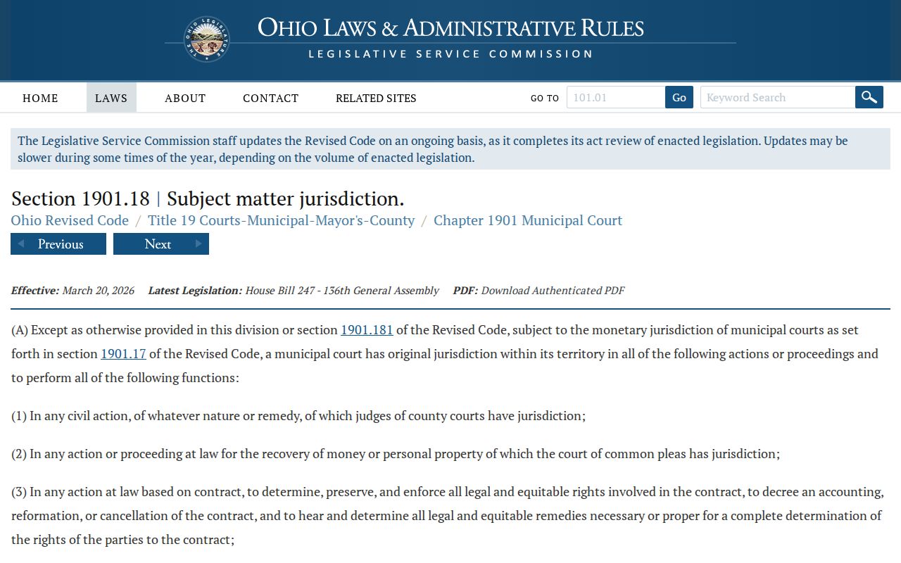 Geauga County traffic court records reference to Ohio municipal-court jurisdiction