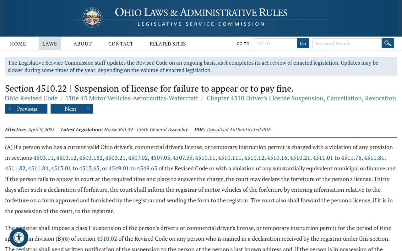 Geauga County traffic court records reference to Ohio failure-to-appear law